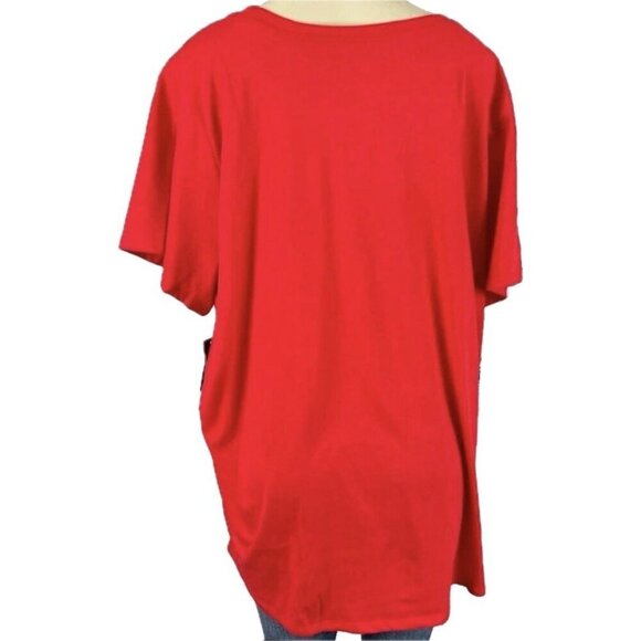 Hello Kitty +4 Red Crew Neck Head Shot Graphic Cotton Blend Short Sleeve T-Shirt - Picture 4 of 6